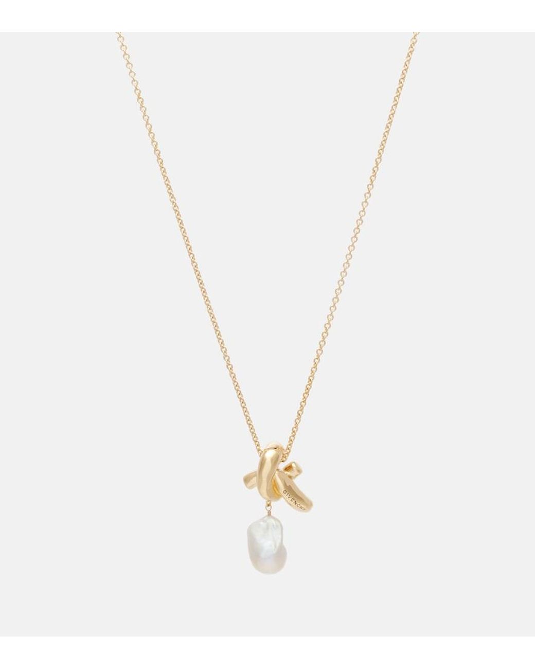 Givenchy Metallic Chain Link Pearl Pendant Necklace
