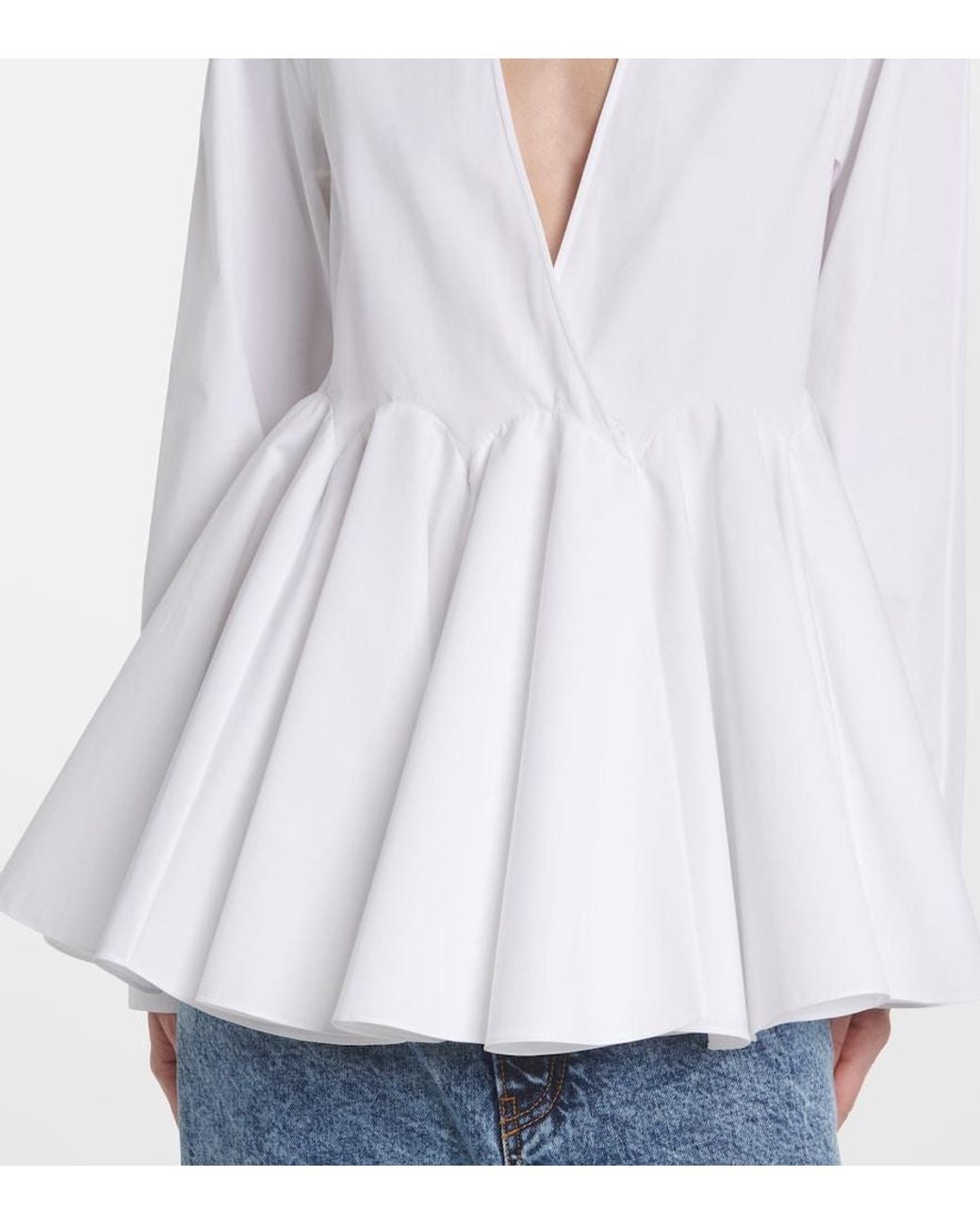 Alaïa White Flare Cotton Blouse