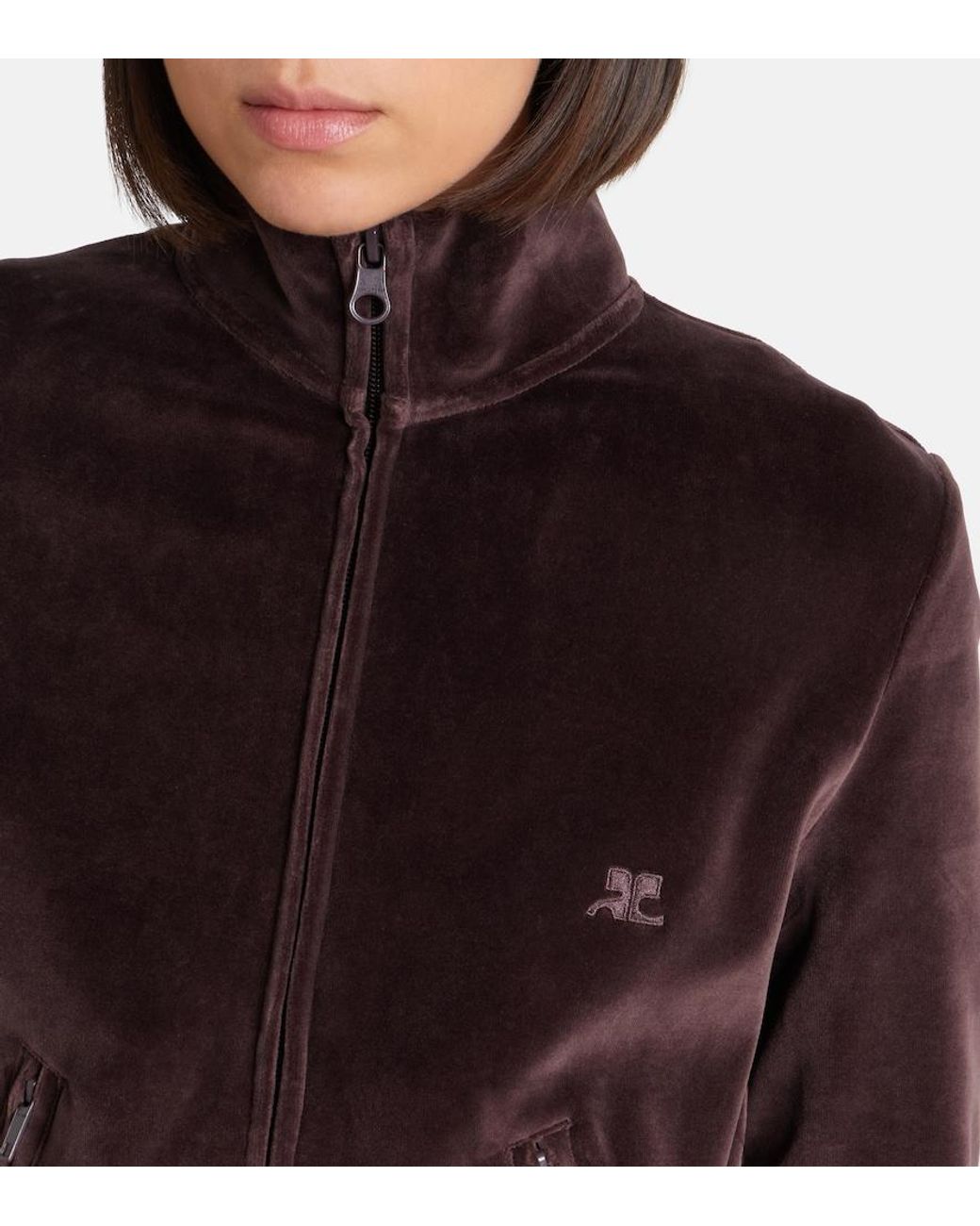Courreges Black Cotton-Blend Velvet Track Jacket