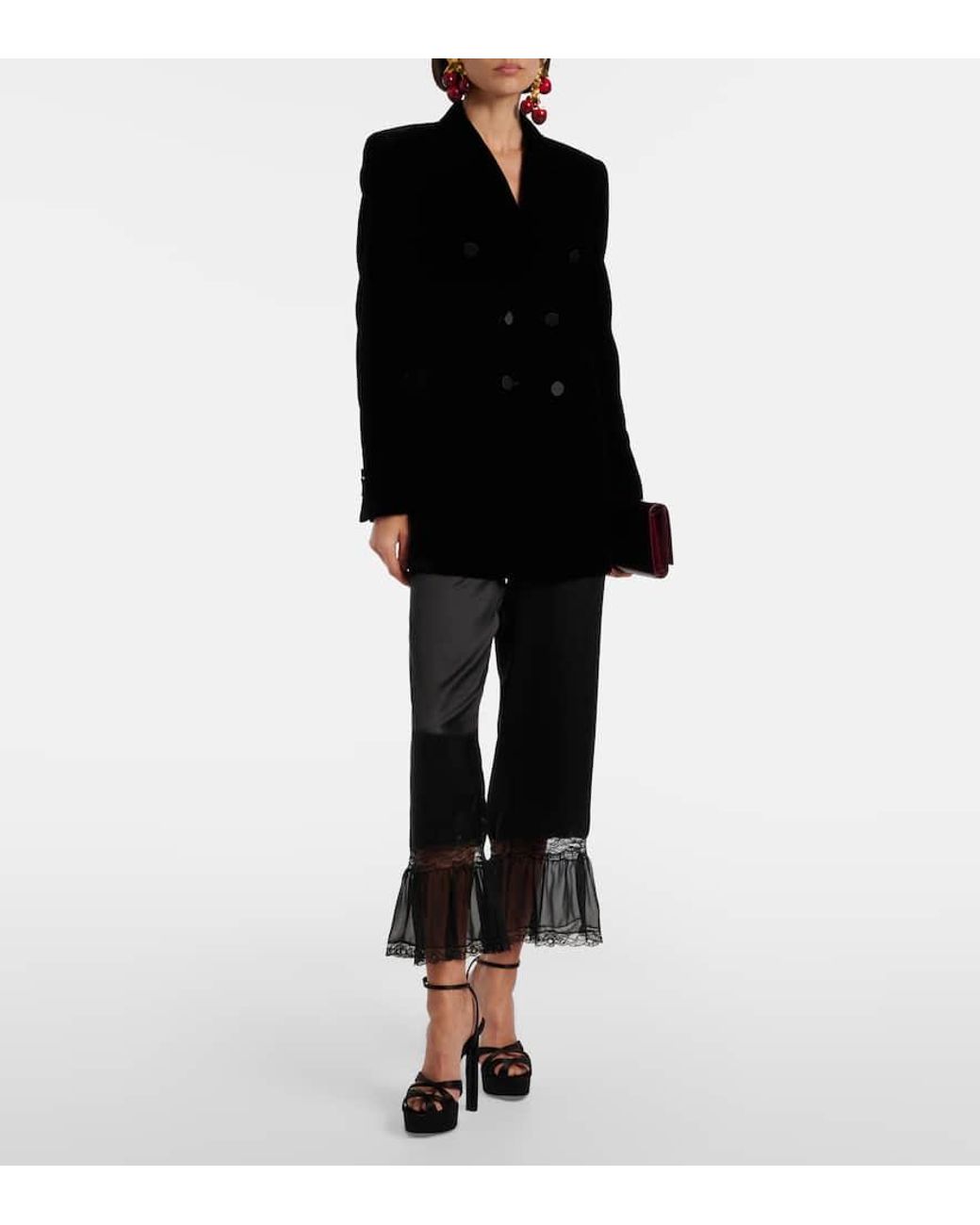 Saint Laurent Black Sandalen Chandelle Aus Satin