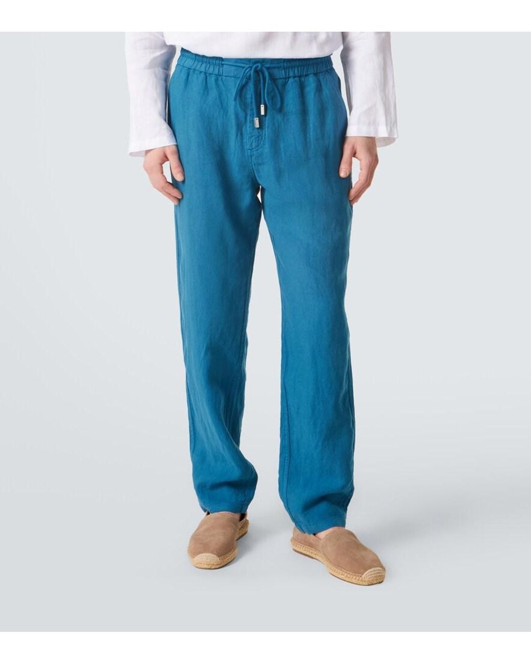 Vilebrequin Blue Linen Tapered Pants for men