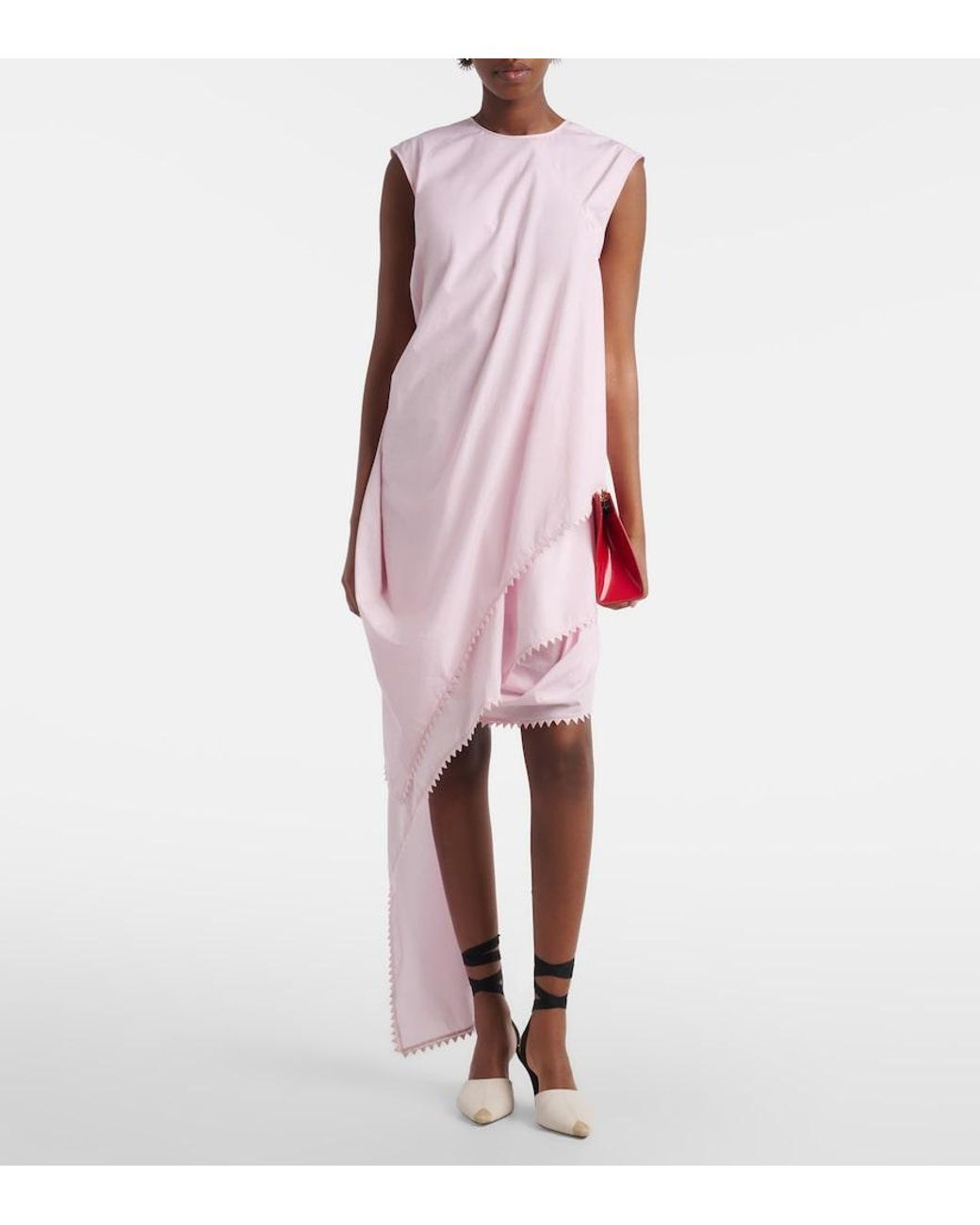 Jacquemus Pink Traversin Asymmetric Cotton Poplin Minidress