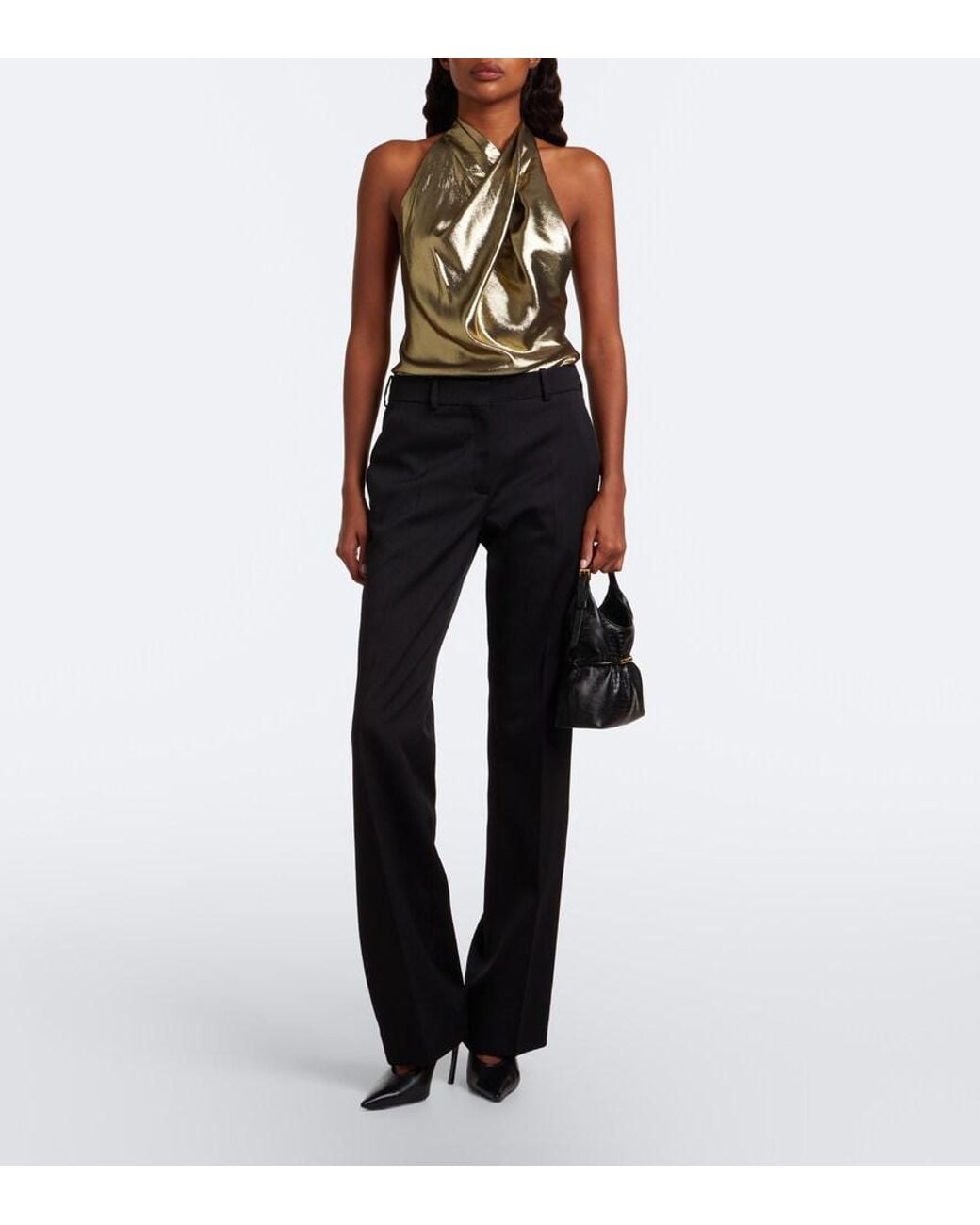 Balmain Black Sphynx Mini Leather Top-Handle Bag