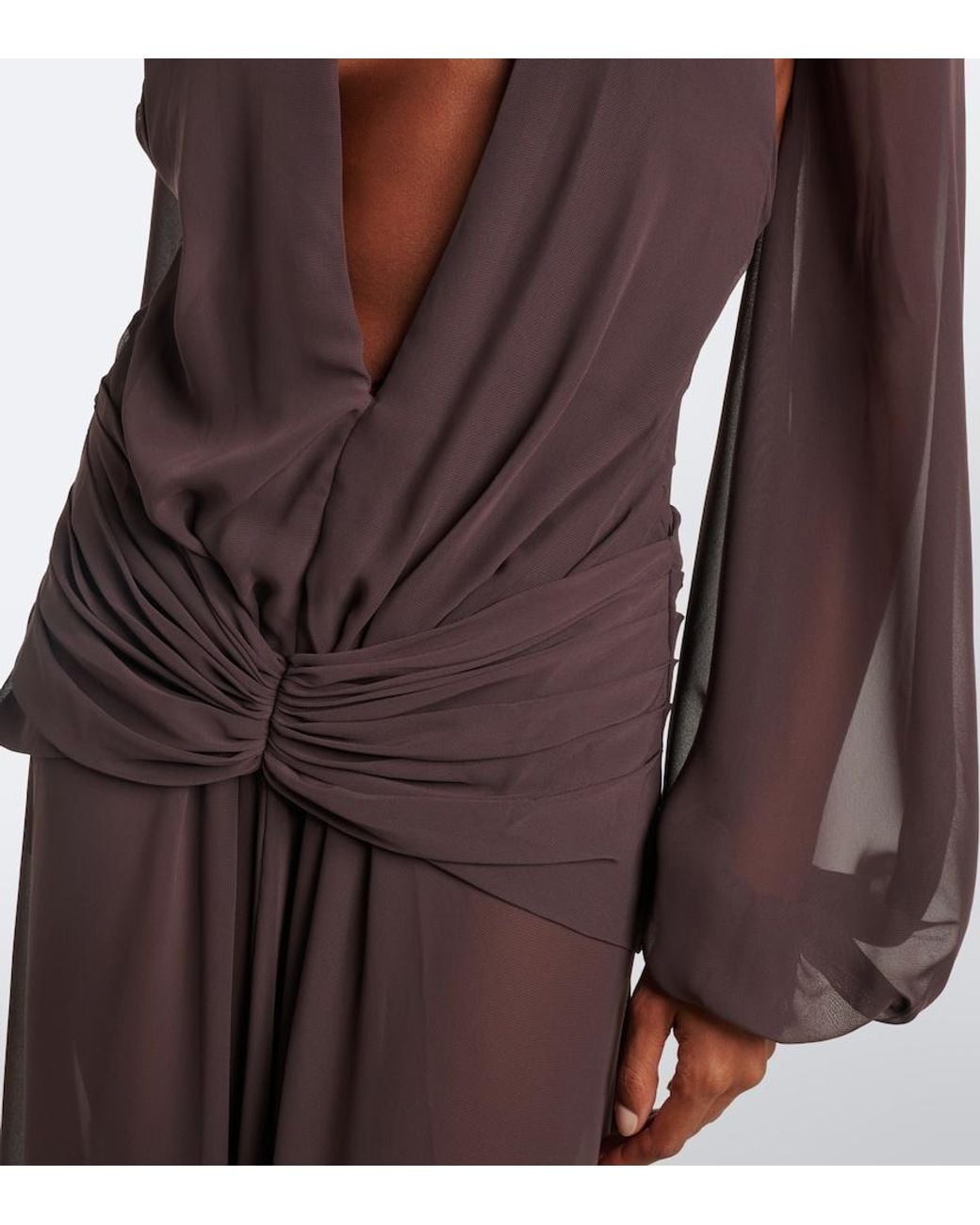 De La Vali Purple Fiorela Chiffon Maxi Dress