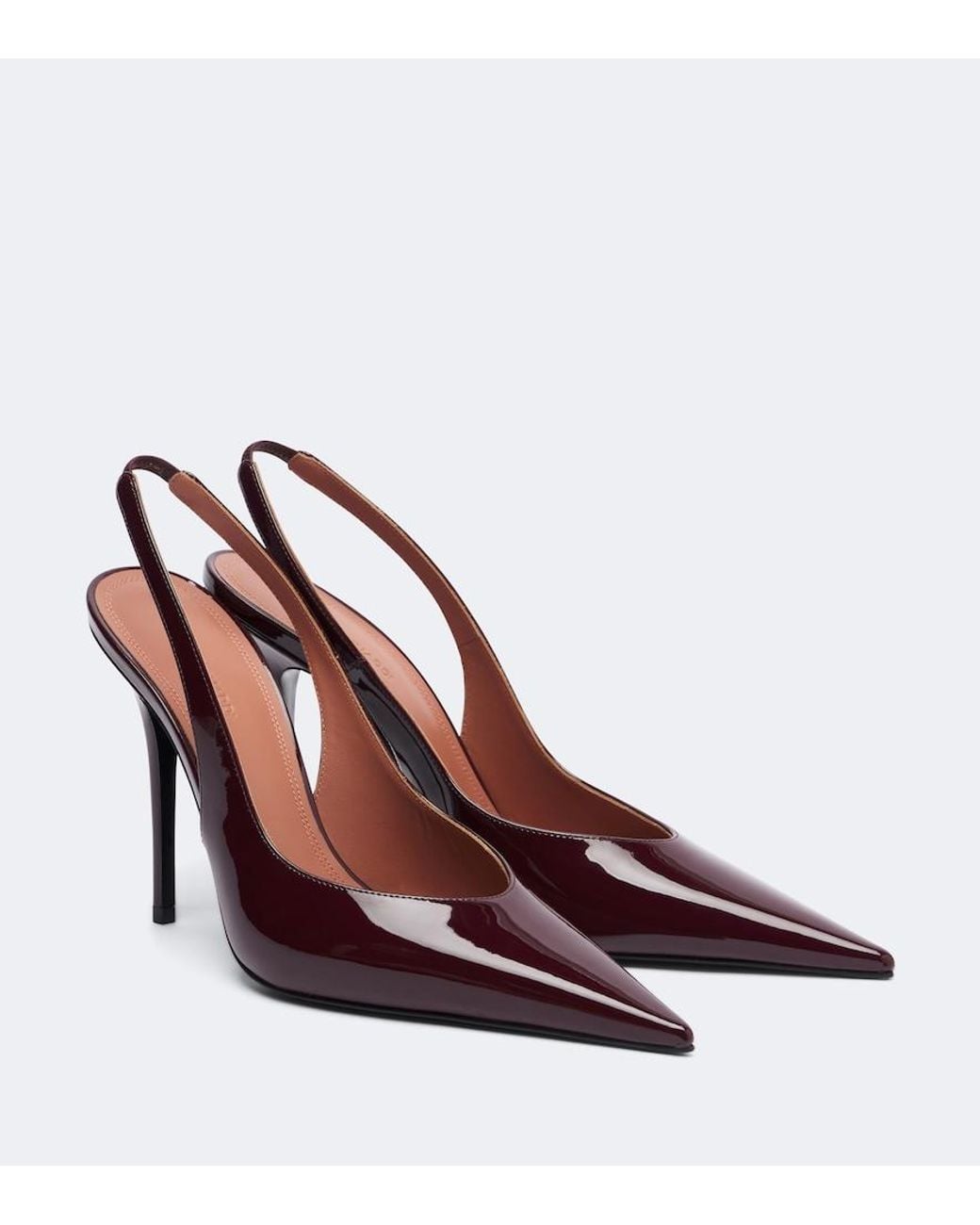AMINA MUADDI Brown Anok Patent Leather Slingback Pumps