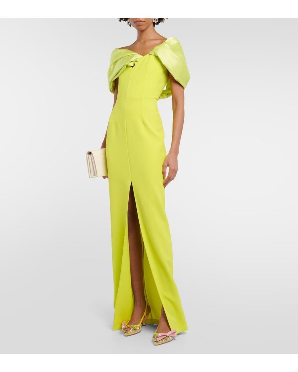 Roger Vivier Yellow 'virgule Flower Bow' Silngback Décolleté