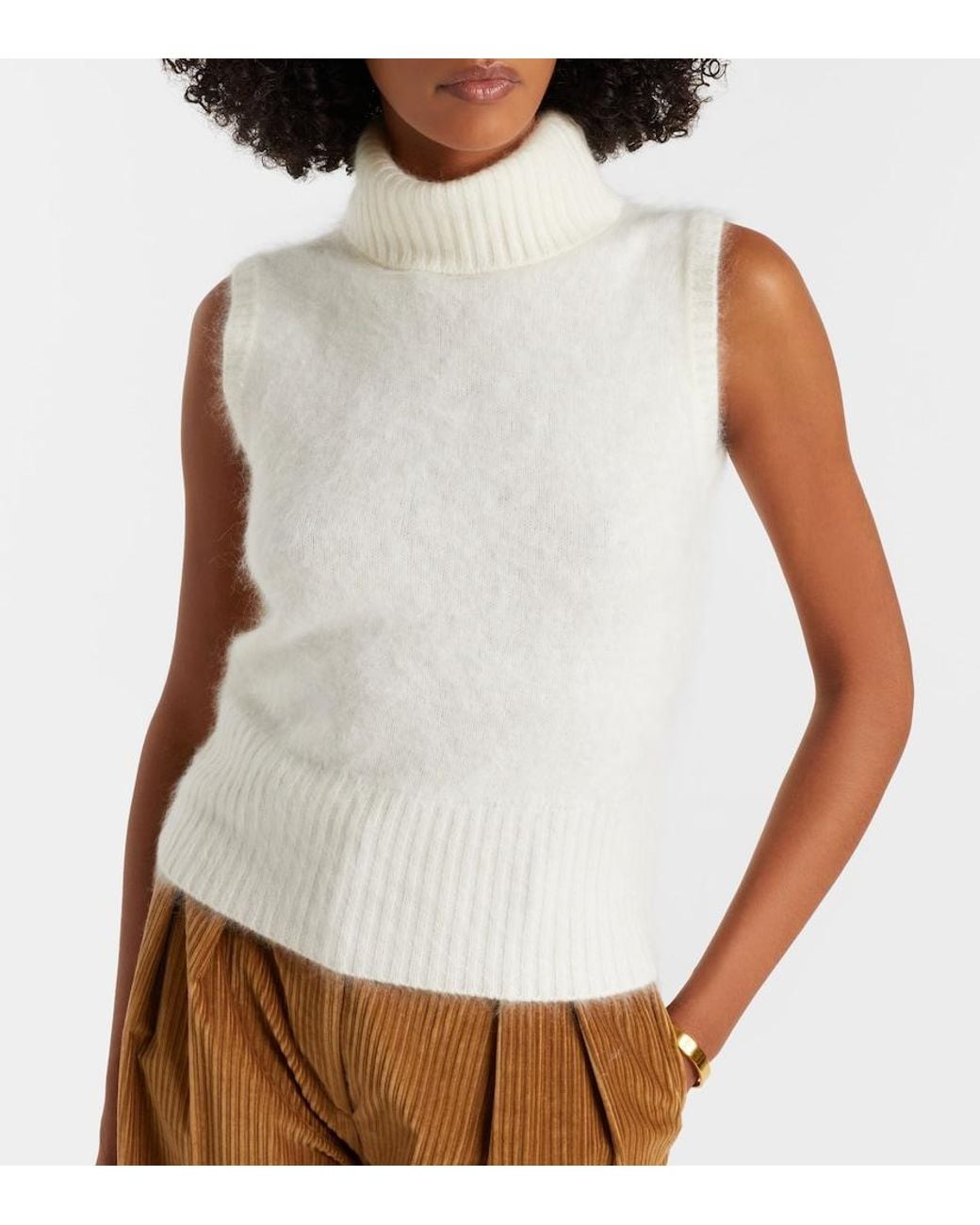 Veronica Beard White Mazzy Cashmere Sweater