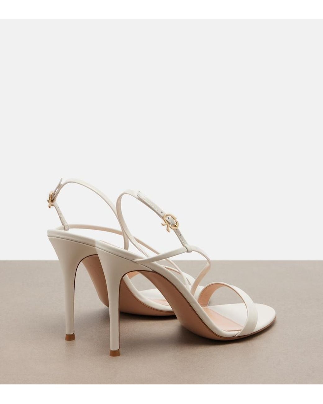 Gianvito Rossi White Patent Leather Slingback Sandals