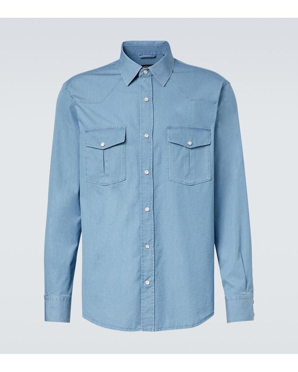 Zegna Blue Cotton Shirt for men