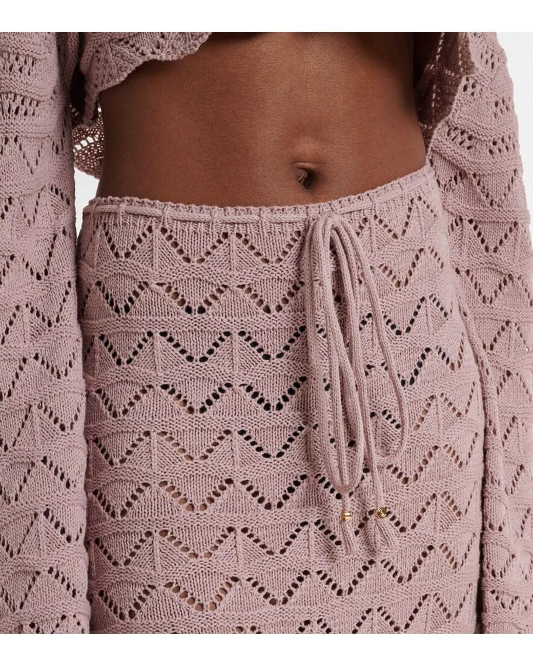 Bananhot Pink Helena Open-Knit Cotton-Blend Maxi Skirt