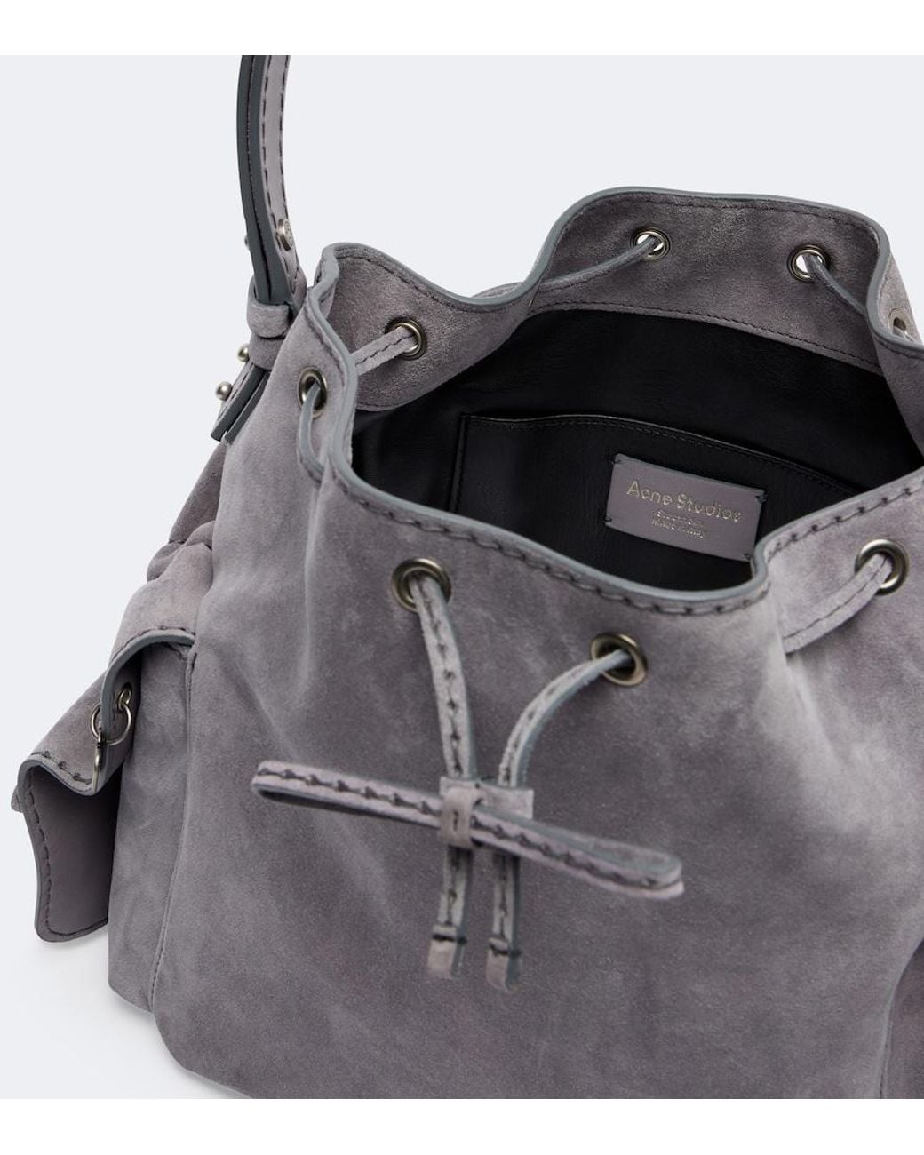 Sac Seau Multipocket Medium En Daim Acne en coloris Gray