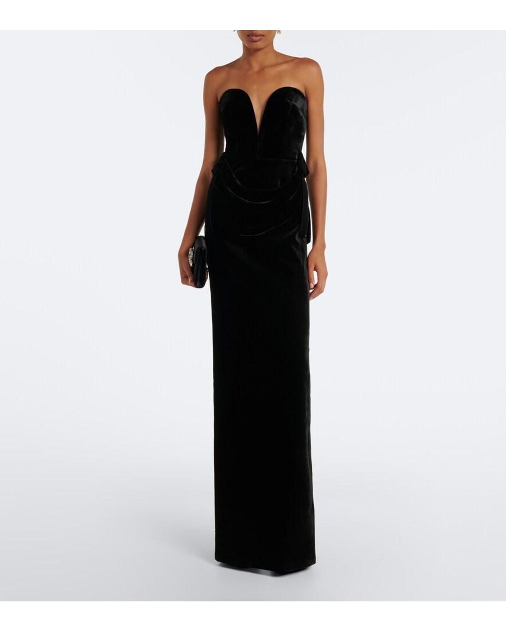 The New Arrivals Ilkyaz Ozel Black Delphis Velvet Bustier Gown