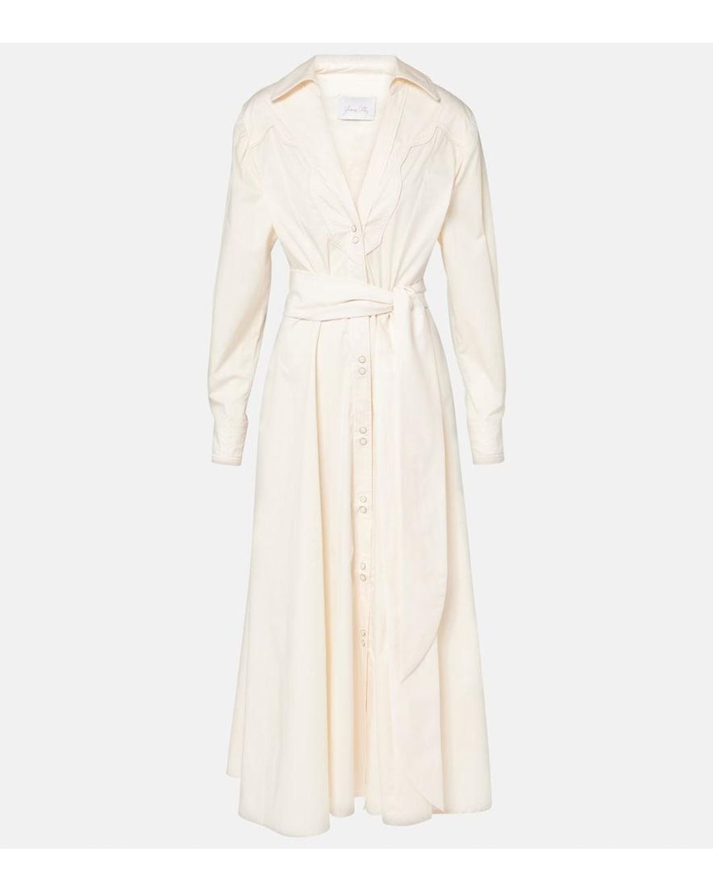 Johanna Ortiz Natural Vela De Cruz Cotton-Blend Poplin Wrap Dress