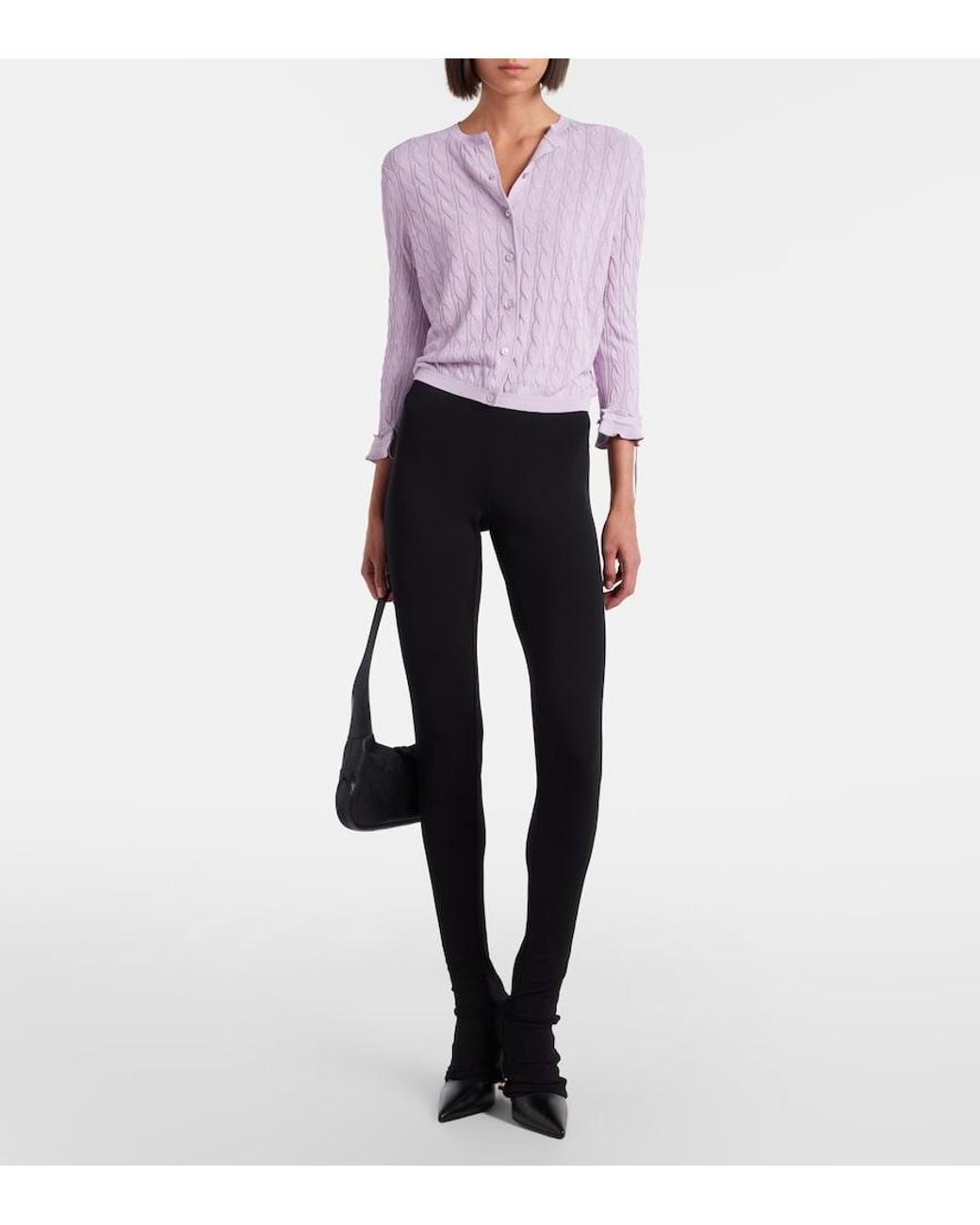 Gucci Purple Cable-Knit Cardigan