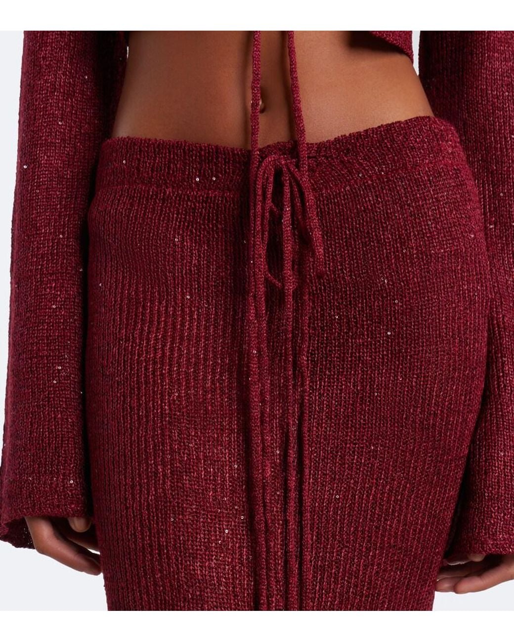 Bananhot Red Alma Cropped Sequined Cardigan