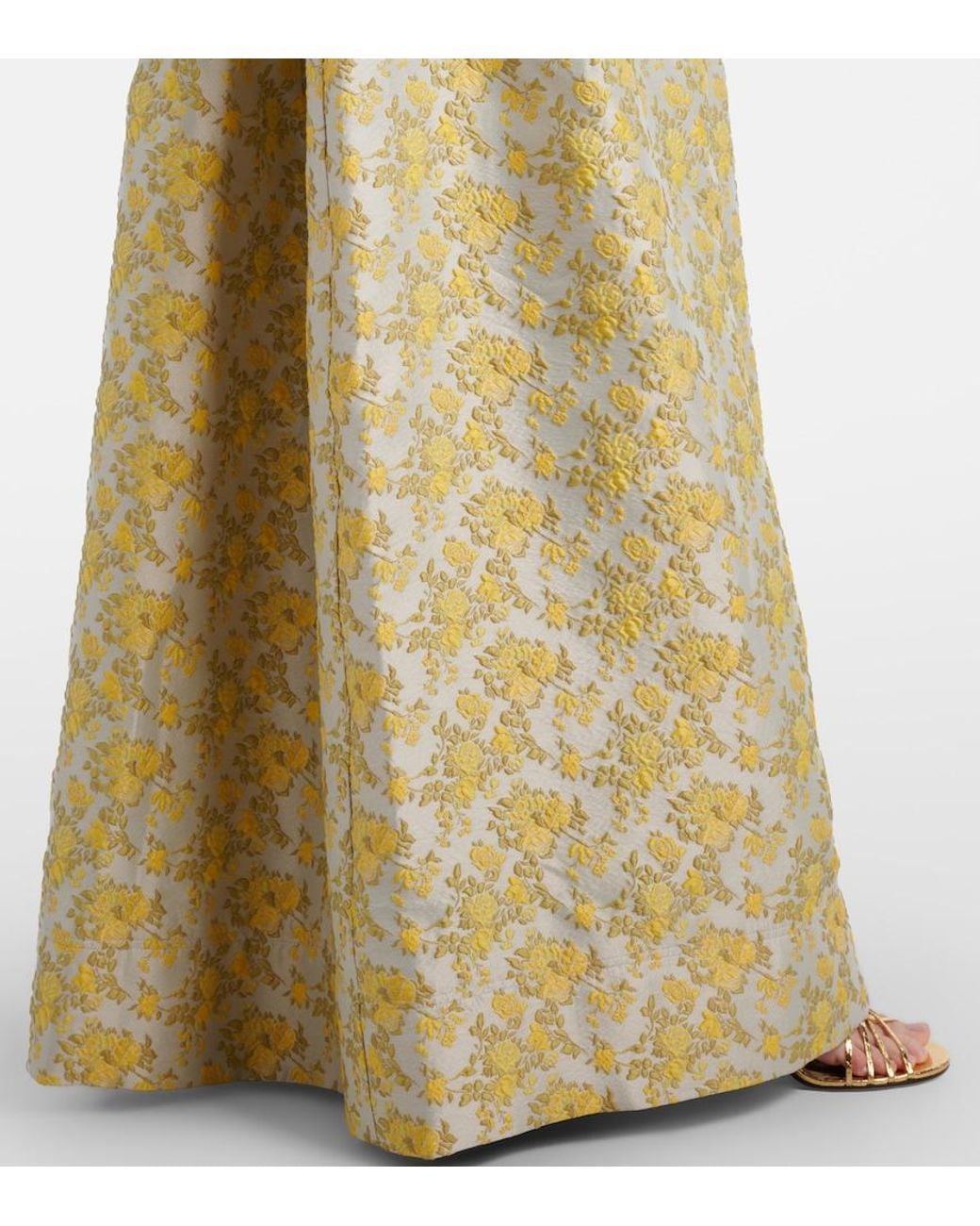 Jonathan Simkhai Yellow Octavia Floral Jacquard Bustier Gown