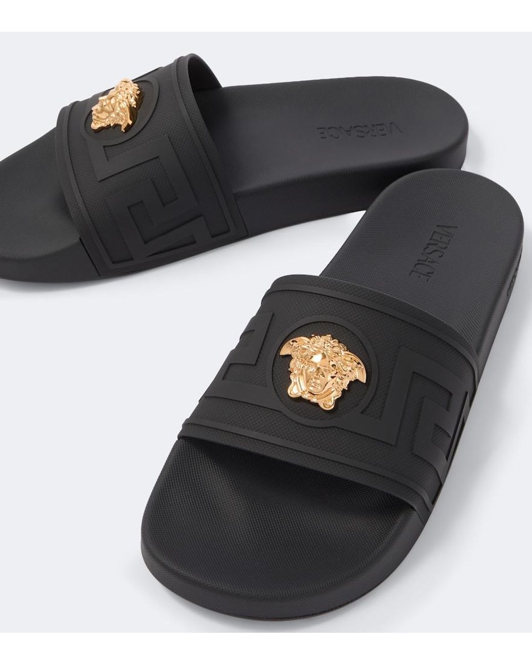 Versace Black La Medusa Slides for men