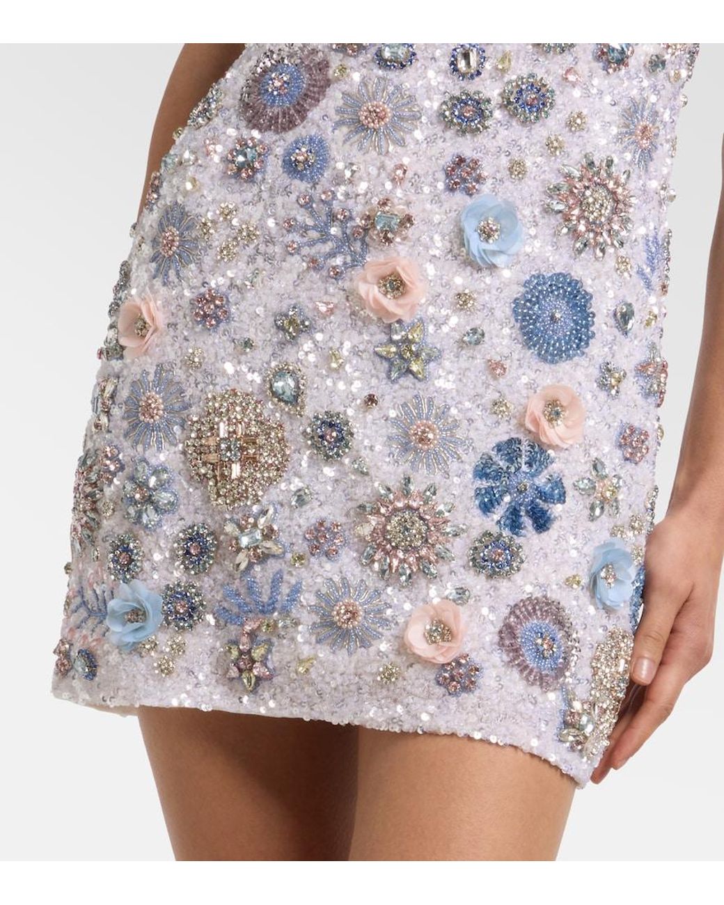 Rachel Gilbert Blue Francesca Embellished Minidress