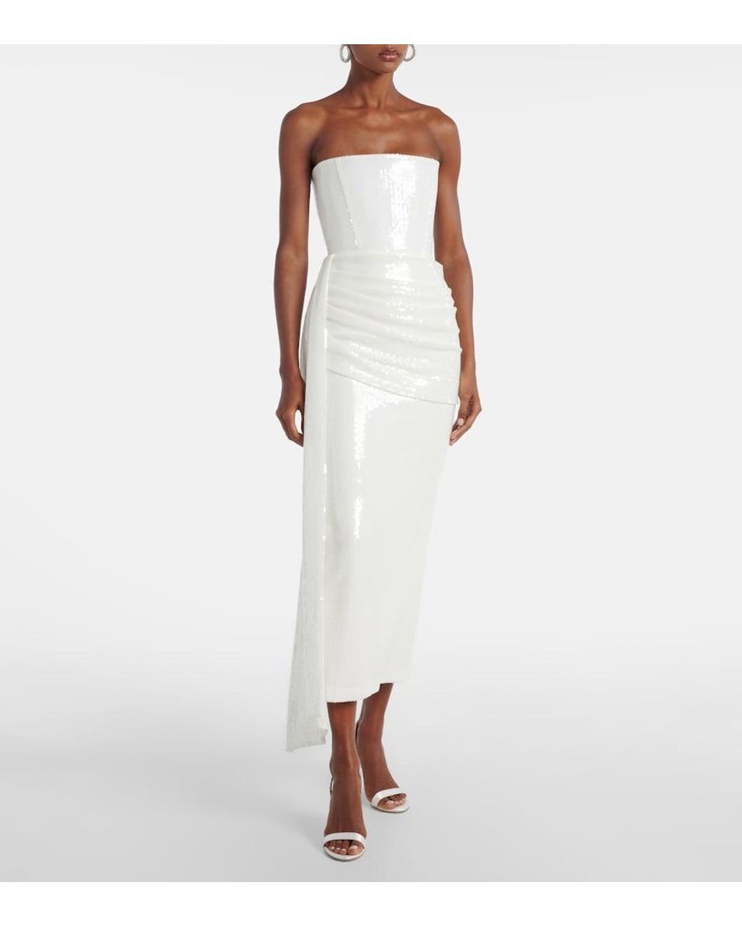 Alex Perry White Bridal Bustier-Robe Mit Pailletten