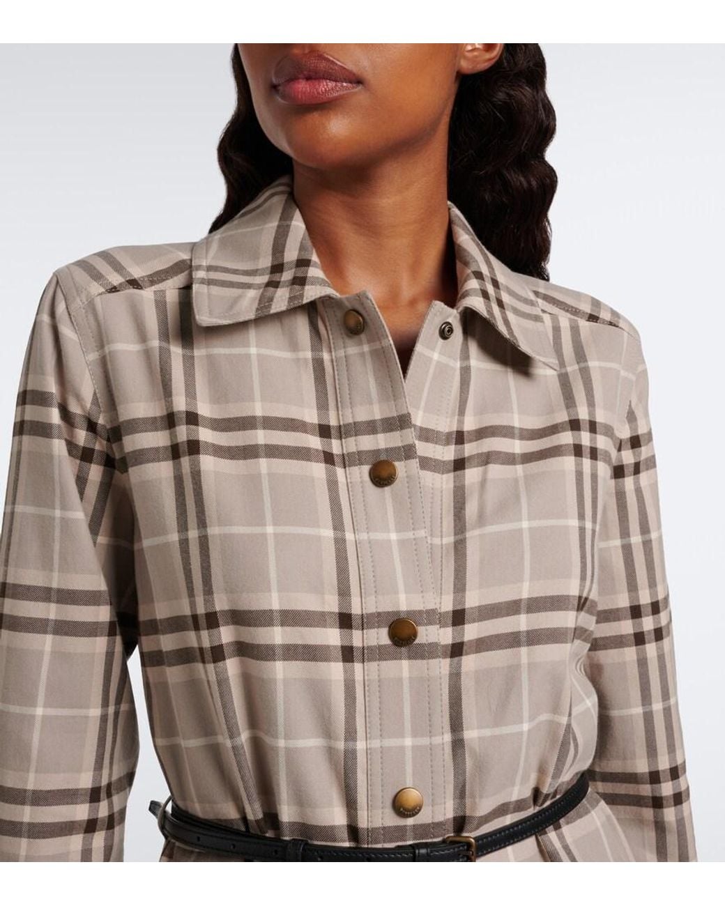 Burberry Natural Check Belted Cotton Shirt Dress