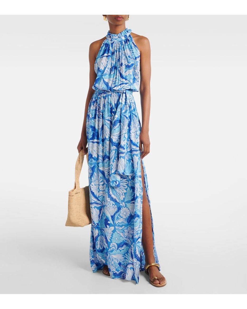 Poupette Blue Bianca Printed Maxi Dress