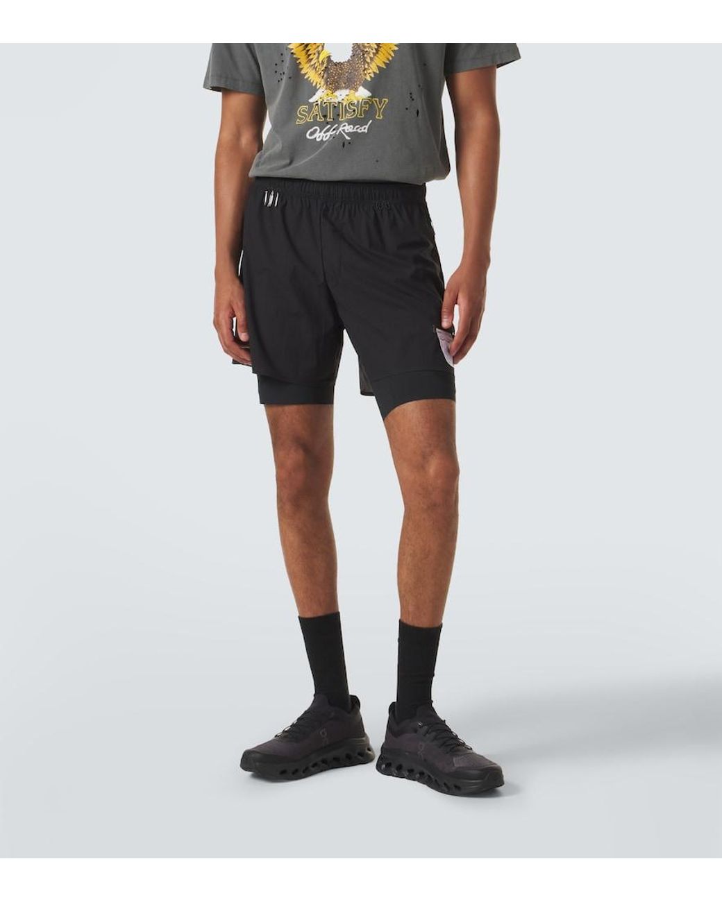 Satisfy Black Rippy Cordura 8' Running Shorts for men