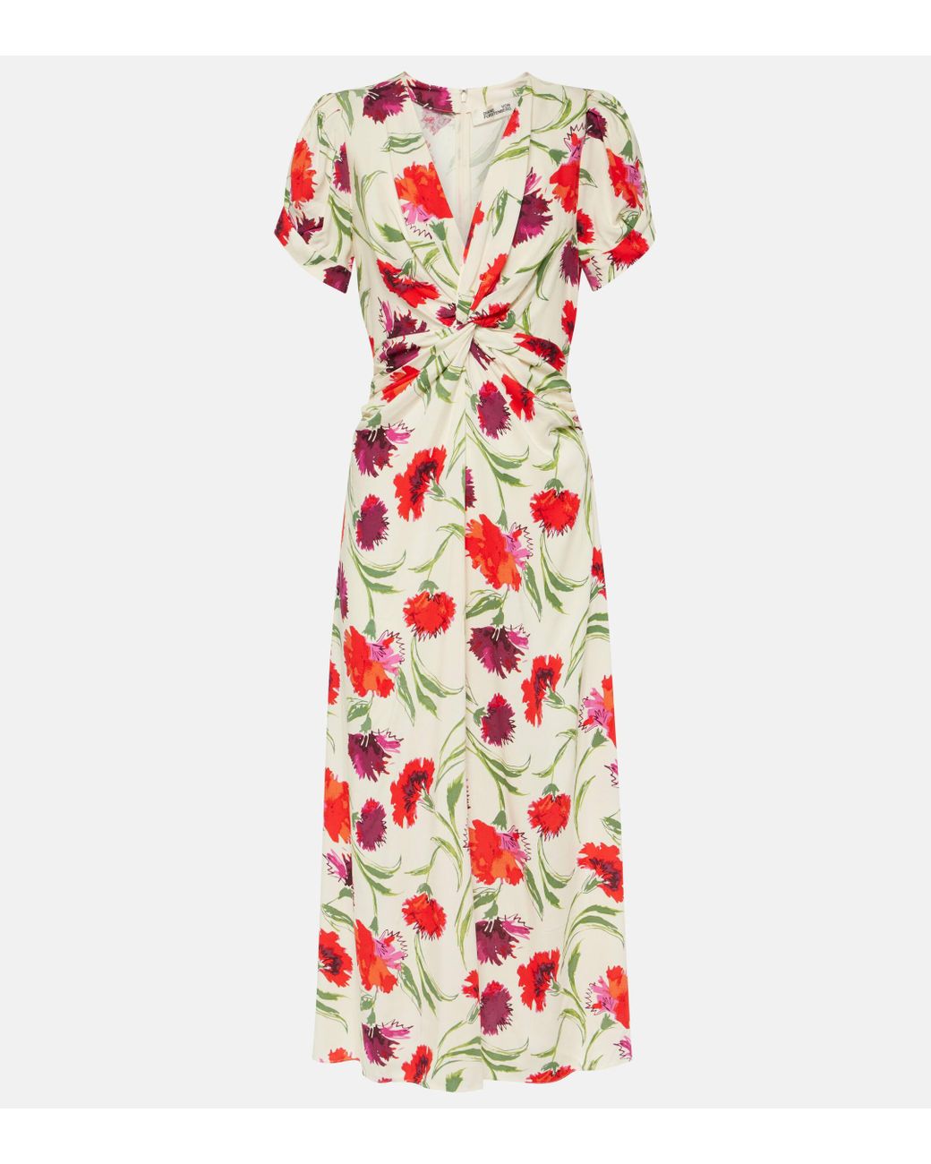 Diane von Furstenberg Clark Floral Midi Dress in Red Lyst UK