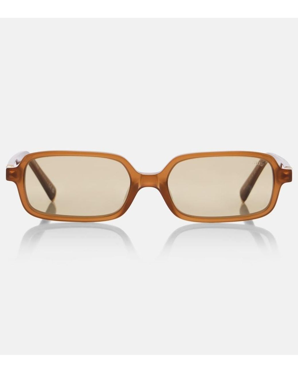 Miu Miu Brown Logo Rectangular Sunglasses