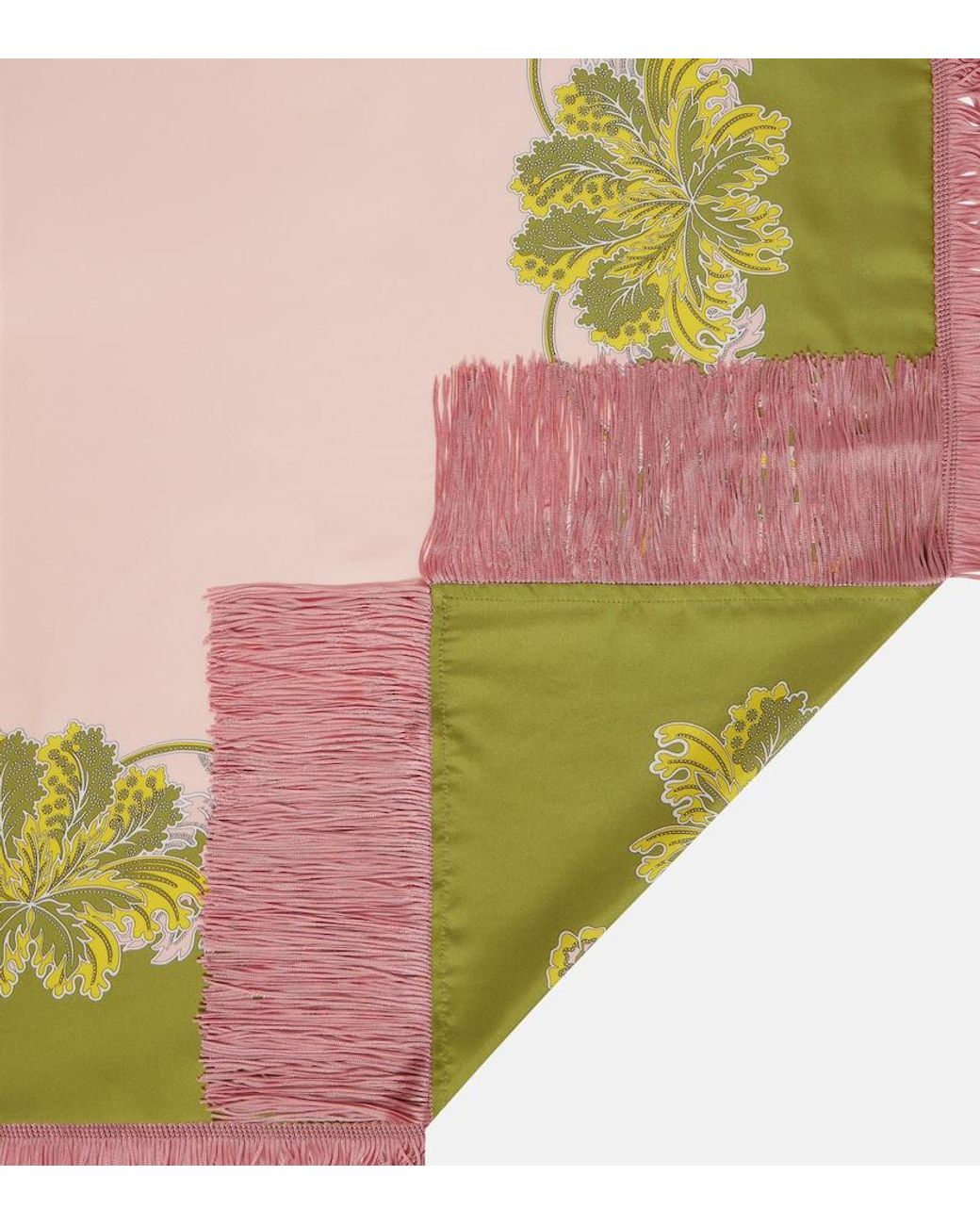 LaDoubleJ Yellow Fringed Printed Silk Twill Scarf