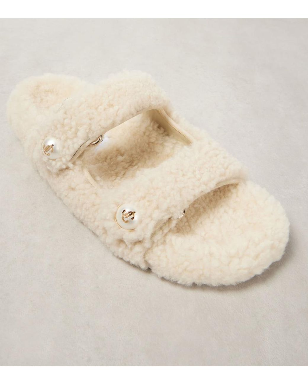 Jimmy Choo Natural Fayence Shearling Sandals