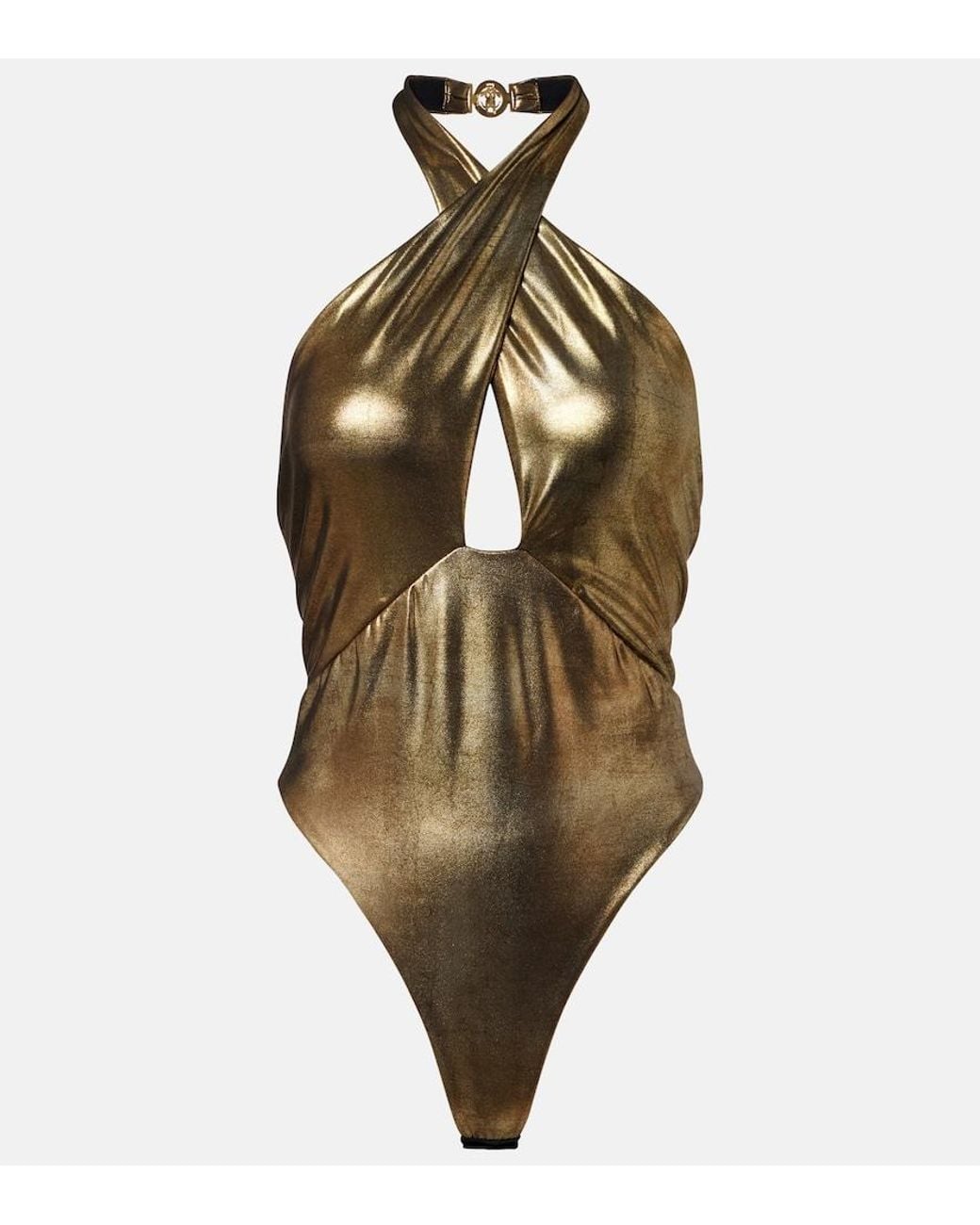 Roberto Cavalli Metallic Halterneck Bodysuit