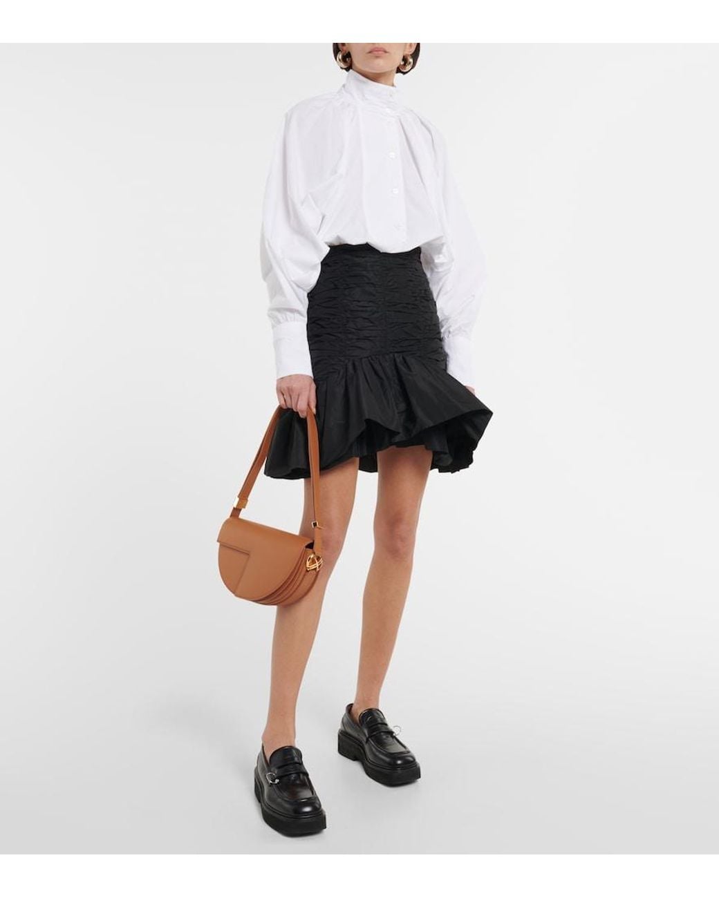 Patou Black Ruched Faille Miniskirt