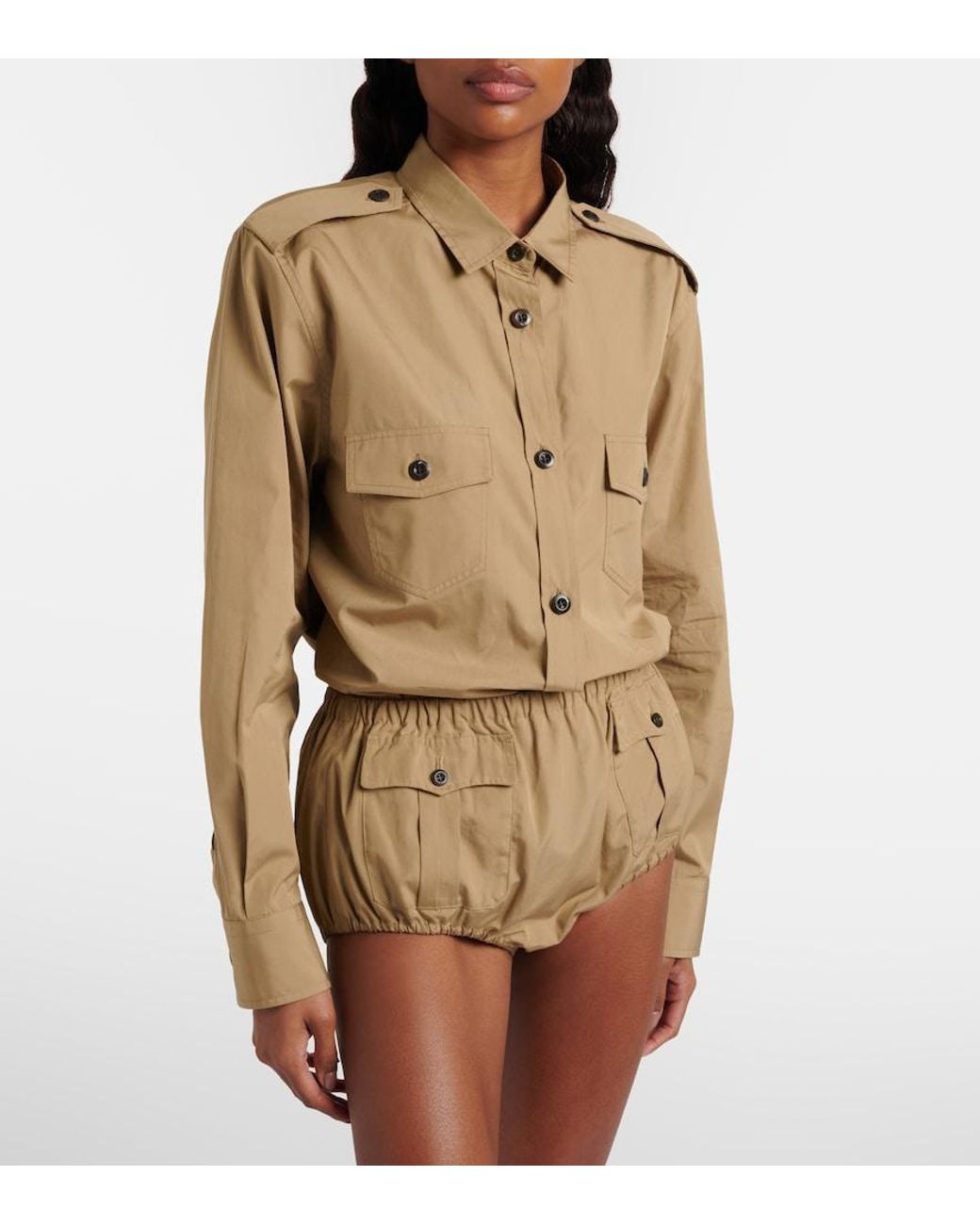 Prada Natural Cotton Poplin Shorts