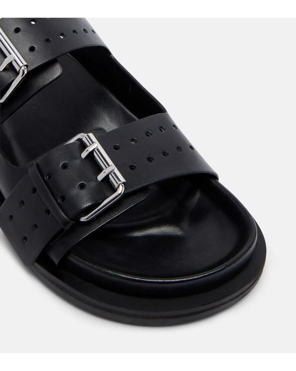 A.Emery Black Leon Leather Slides