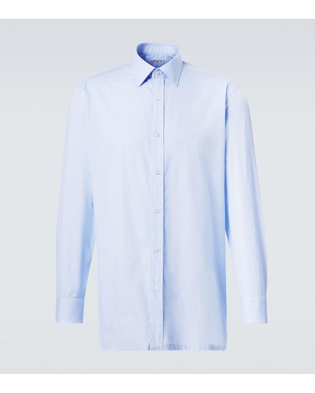 Charvet Blue Cotton Poplin Shirt for men