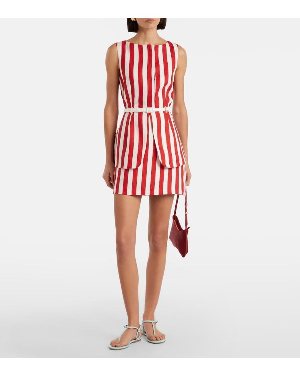 Posse Red Alice Stripped Linen Miniskirt