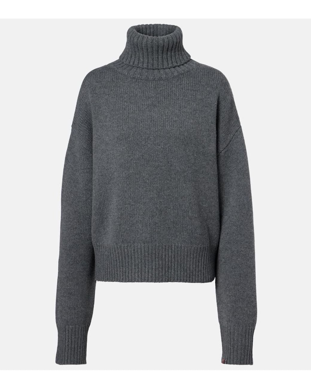 Extreme Cashmere Gray N°434 Crop Xtra Turtleneck Sweater
