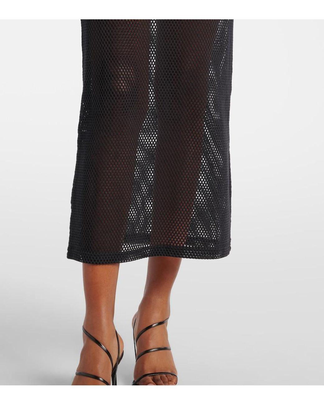 Courreges Black Holistic Sheer Cotton Midi Dress
