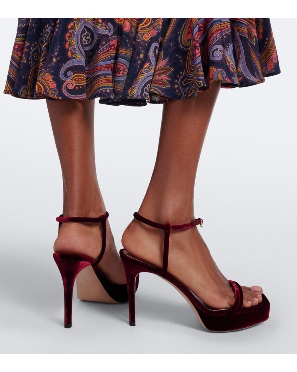 Gianvito Rossi Red Velvet Platform Sandals
