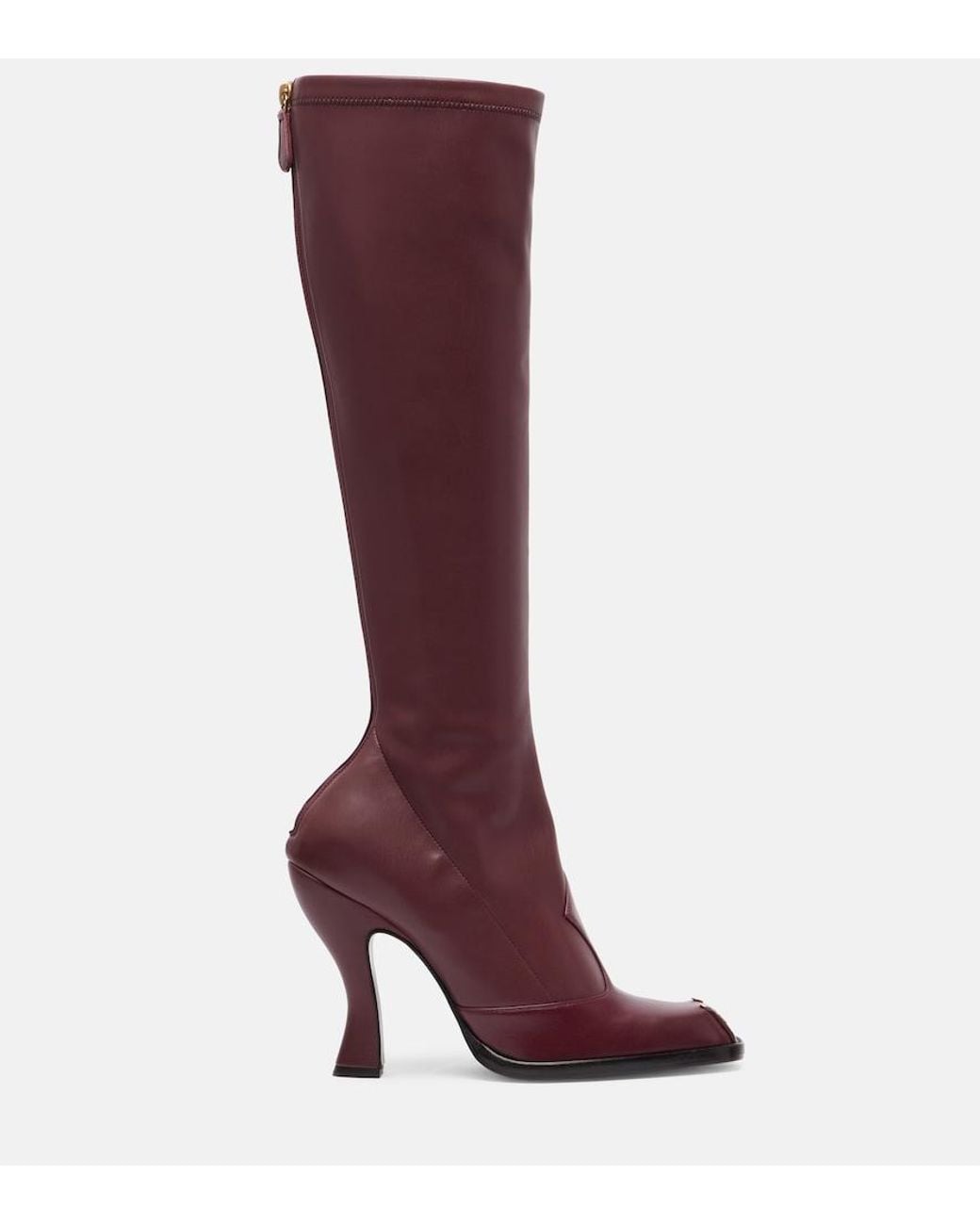 Etro Red Studded Leather Knee-High Boots
