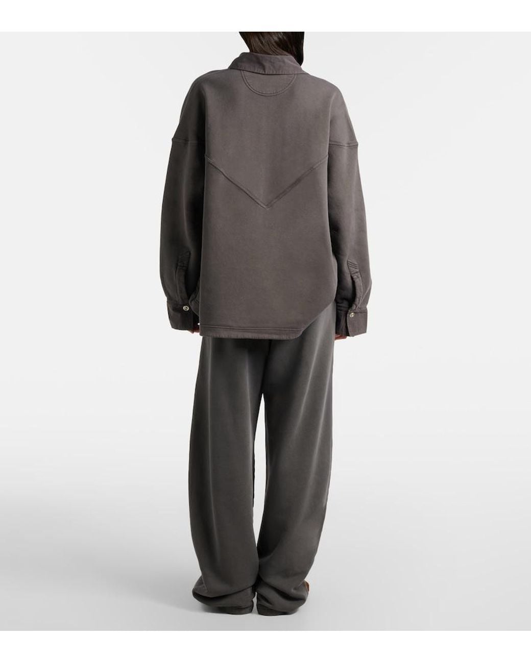 The Attico Gray Cotton Jersey Barrel-Leg Sweatpants