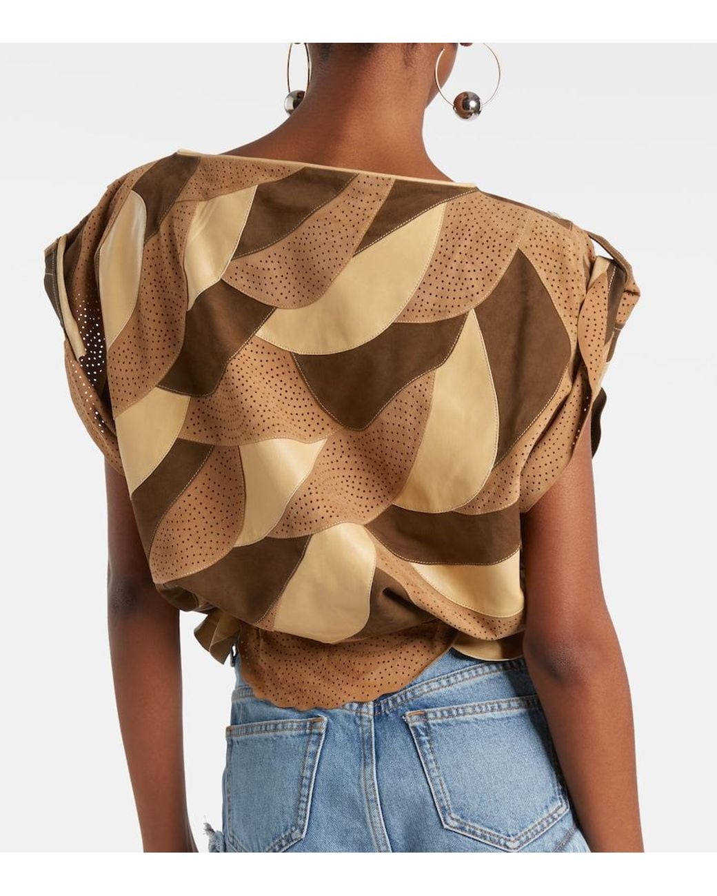 Isabel Marant Brown Dalmy Perforated Suede Top