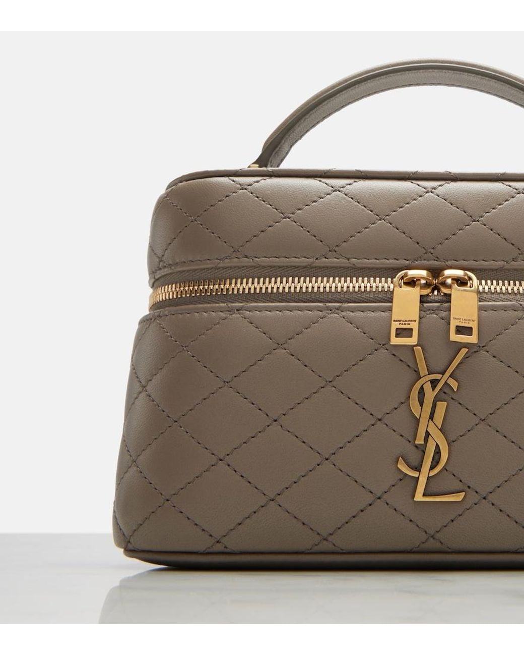 Saint Laurent White Gaby Quilted Leather Vanity Bag