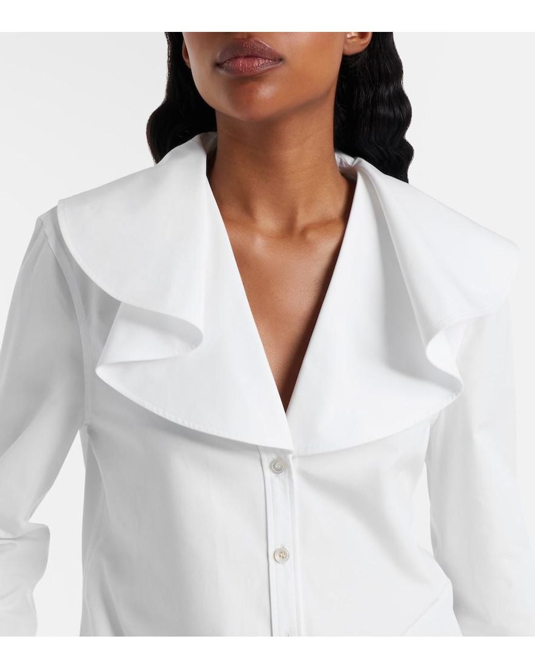 McQueen White Draped Cotton Poplin Shirt