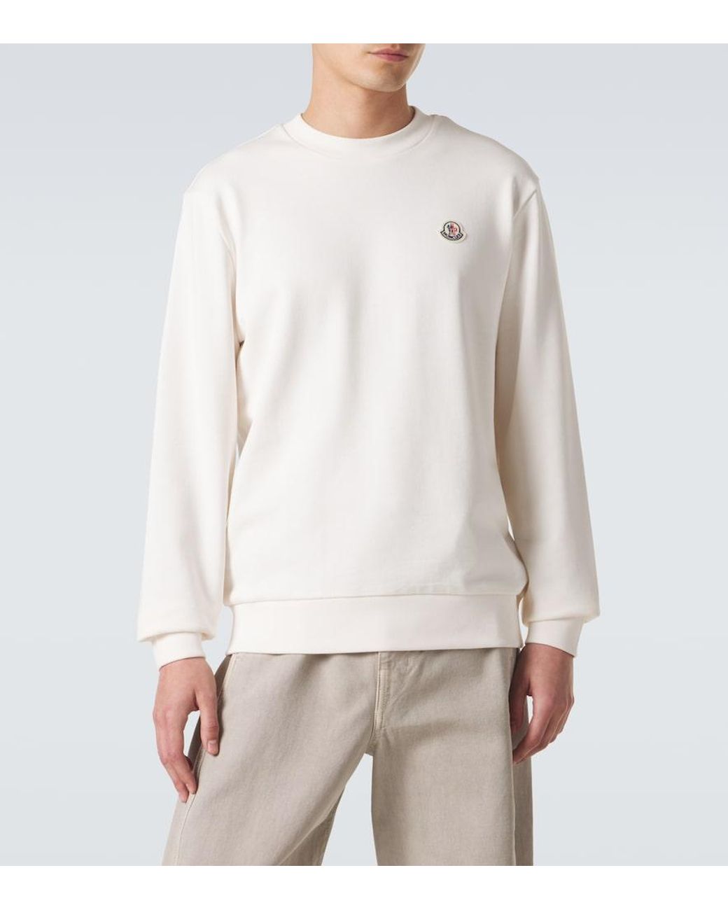 Moncler White Archivio Cotton Jersey Sweatshirt for men