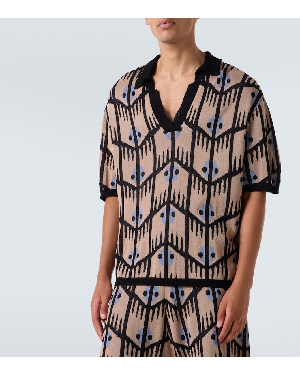 Commas Black Jacquard Polo Shirt for men