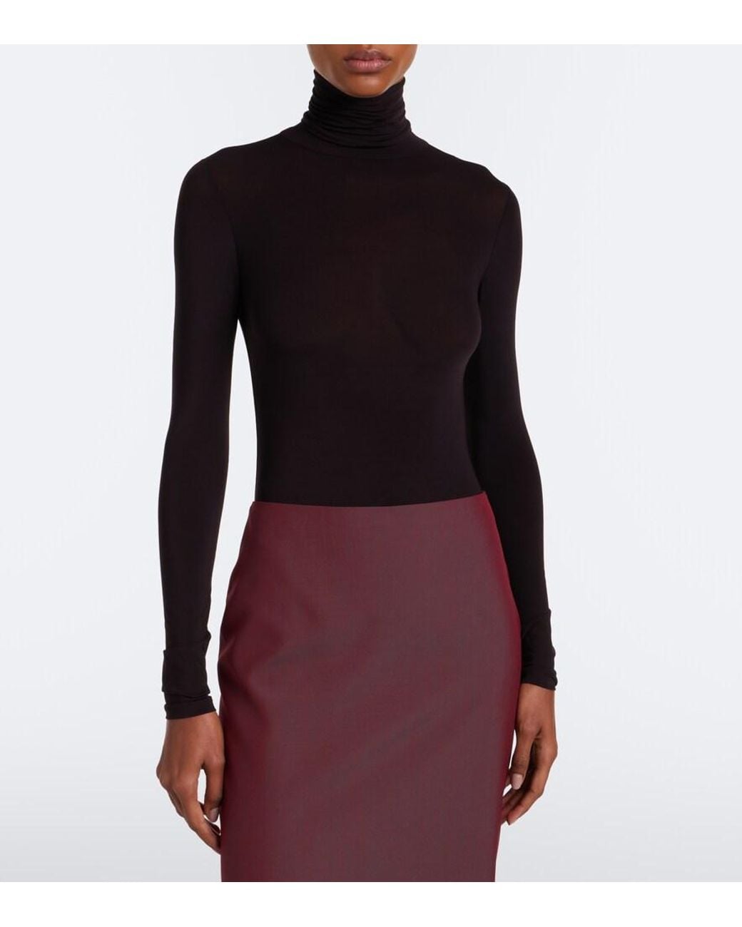 The Row Black Basile Jersey Turtleneck Bodysuit