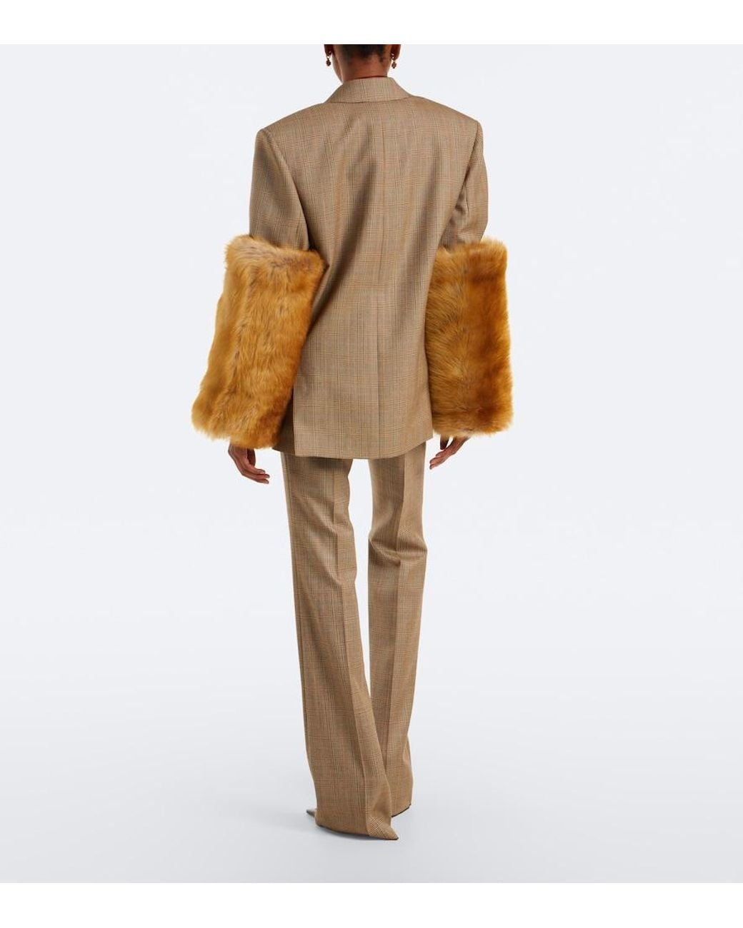 Saint Laurent Gray Prince Of Wales Check Wool Flared Pants