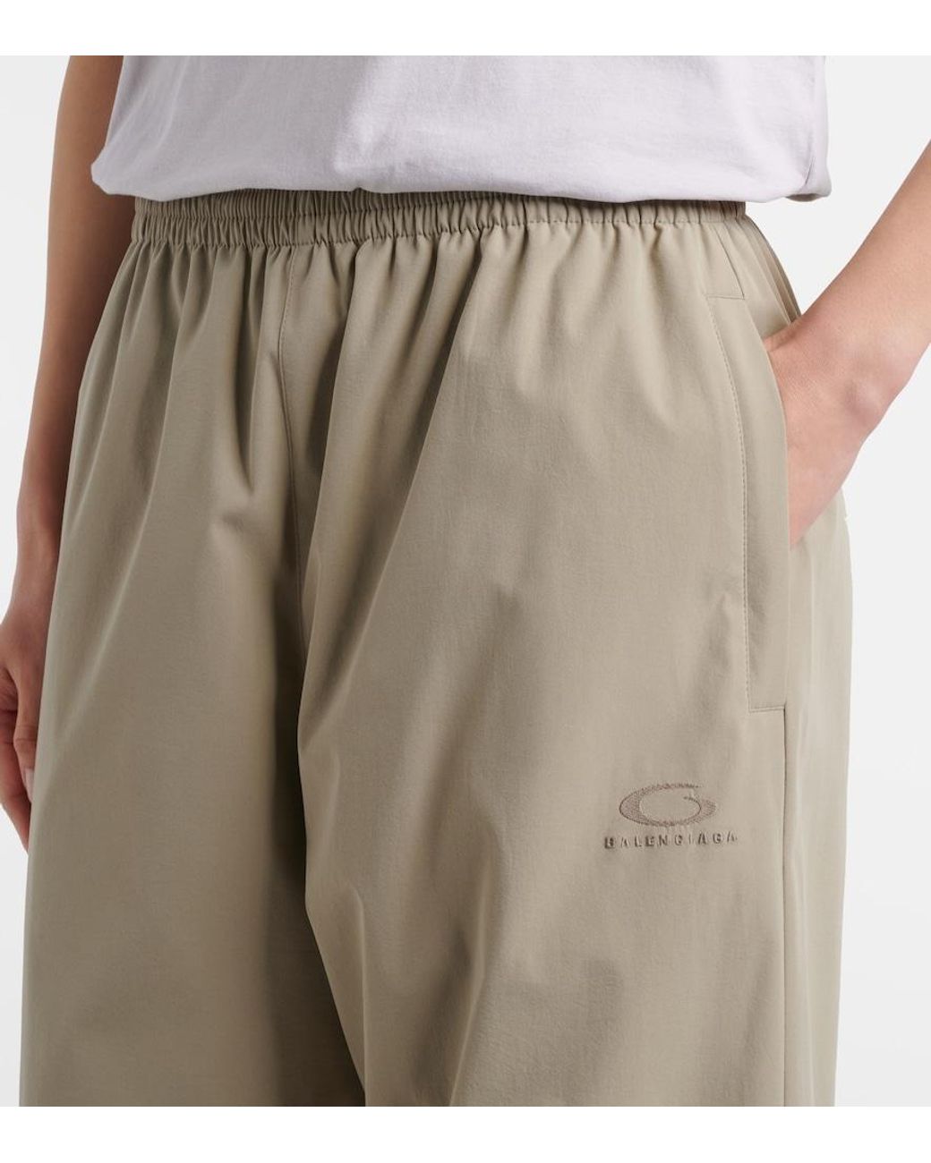 Balenciaga Natural Oversized Wide-Leg Track Pants
