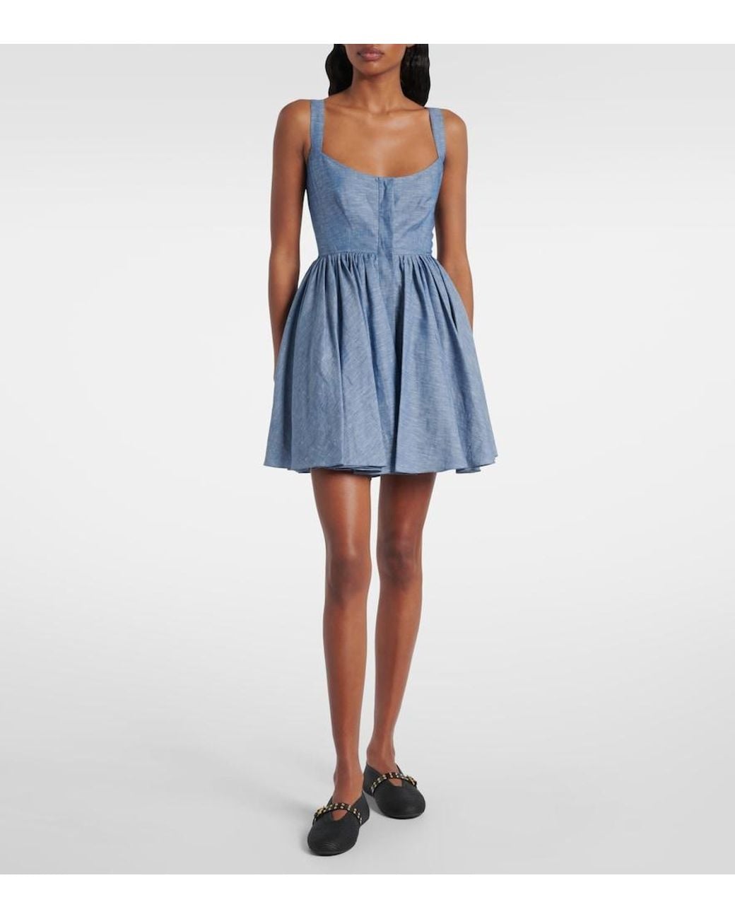 Alaïa Blue Chambray Bustier Dress